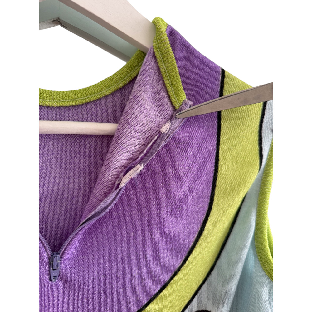 Vintage 60's Mod Psychedelic Stretch Knit Tank Top Dopamine Maximalist Pop Art - Picture 5 of 5